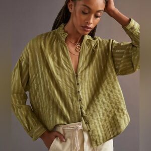 Anthropologie Pilcro and the Letterpress The Tavi Buttondown Shirt Green Large